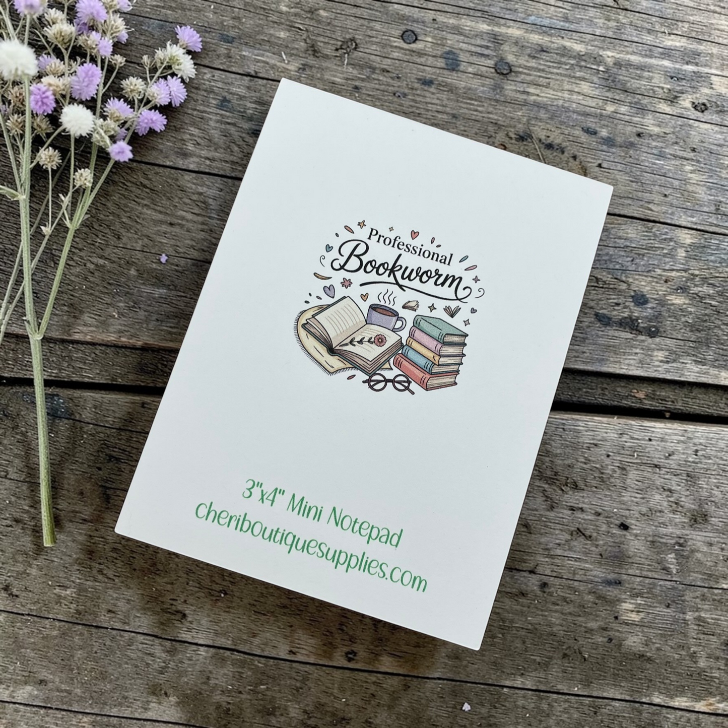 Bookworm Mini Notepad – Cute Reading Memo Pad | Handmade Stationery
