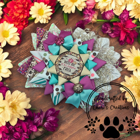 Meet Me at the Pumpkin Patch Hair Bow – Handmade Faux Leather Bow with Glitter Resin Center & Mini Bow Embellishments – Fall Boutique Clip