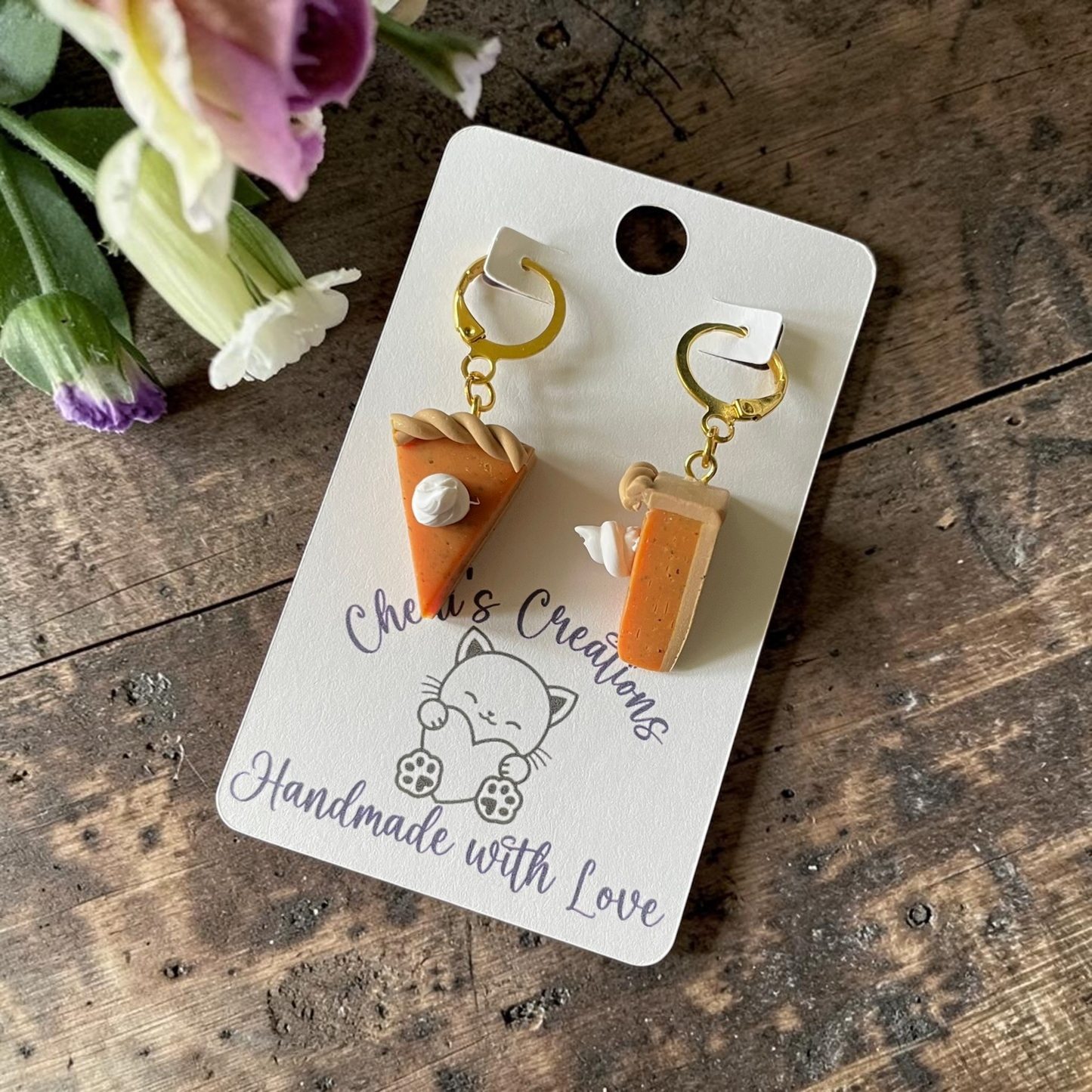 Pumpkin Pie Dangles - Handmade Polymer Clay Earrings