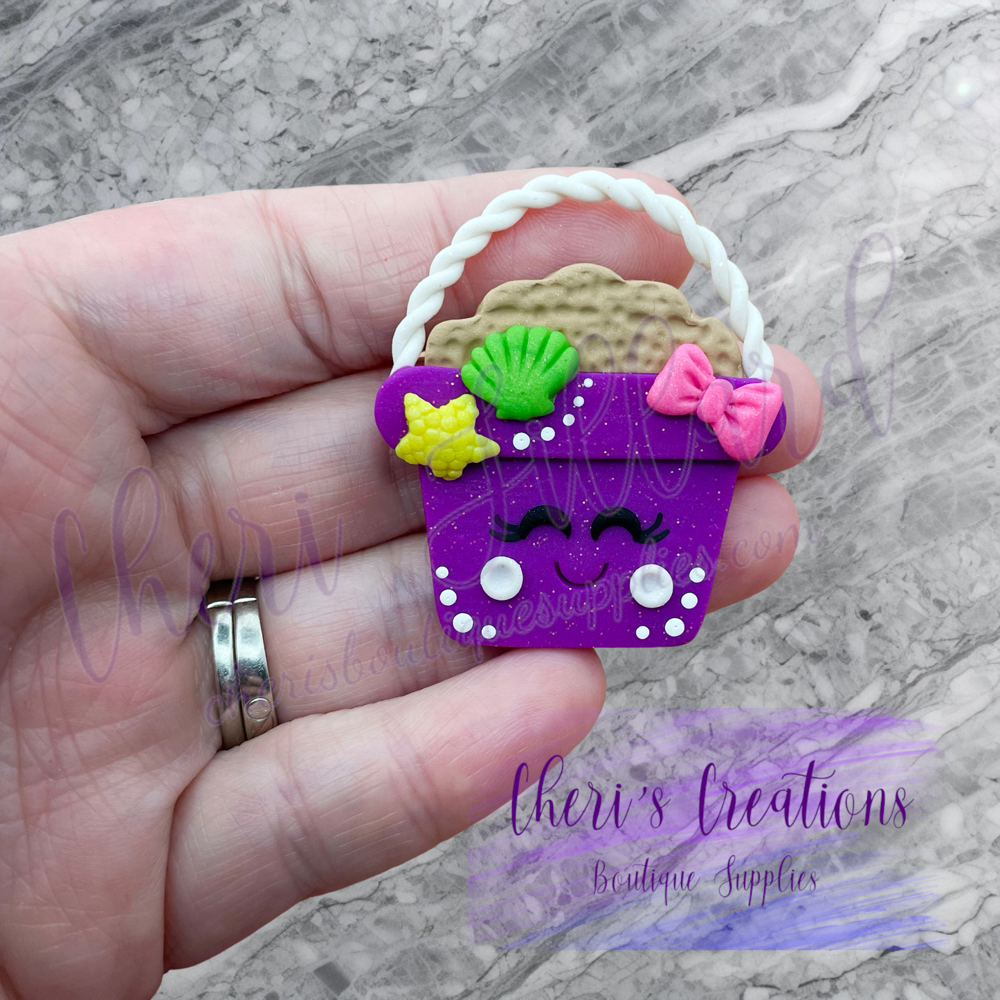 Cute Beach Pail Polymer Clay Embellishment