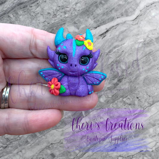 Purple Dragon Polymer Clay Embellishment