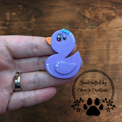 Purple Duck Bow Center – Handmade Polymer Clay Embellishment