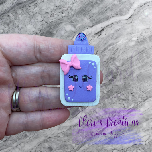 Back to School Purple Glitter Glue Polymer Clay Embellishment