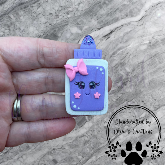 Back to School Purple Glitter Glue Polymer Clay Embellishment