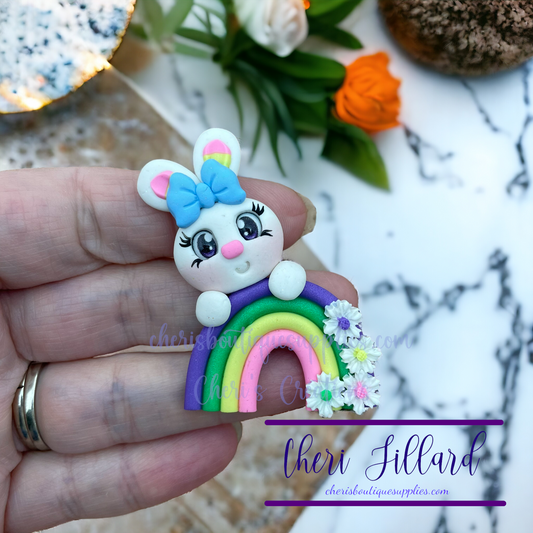 Rainbow Bunny Polymer Clay Embellishment