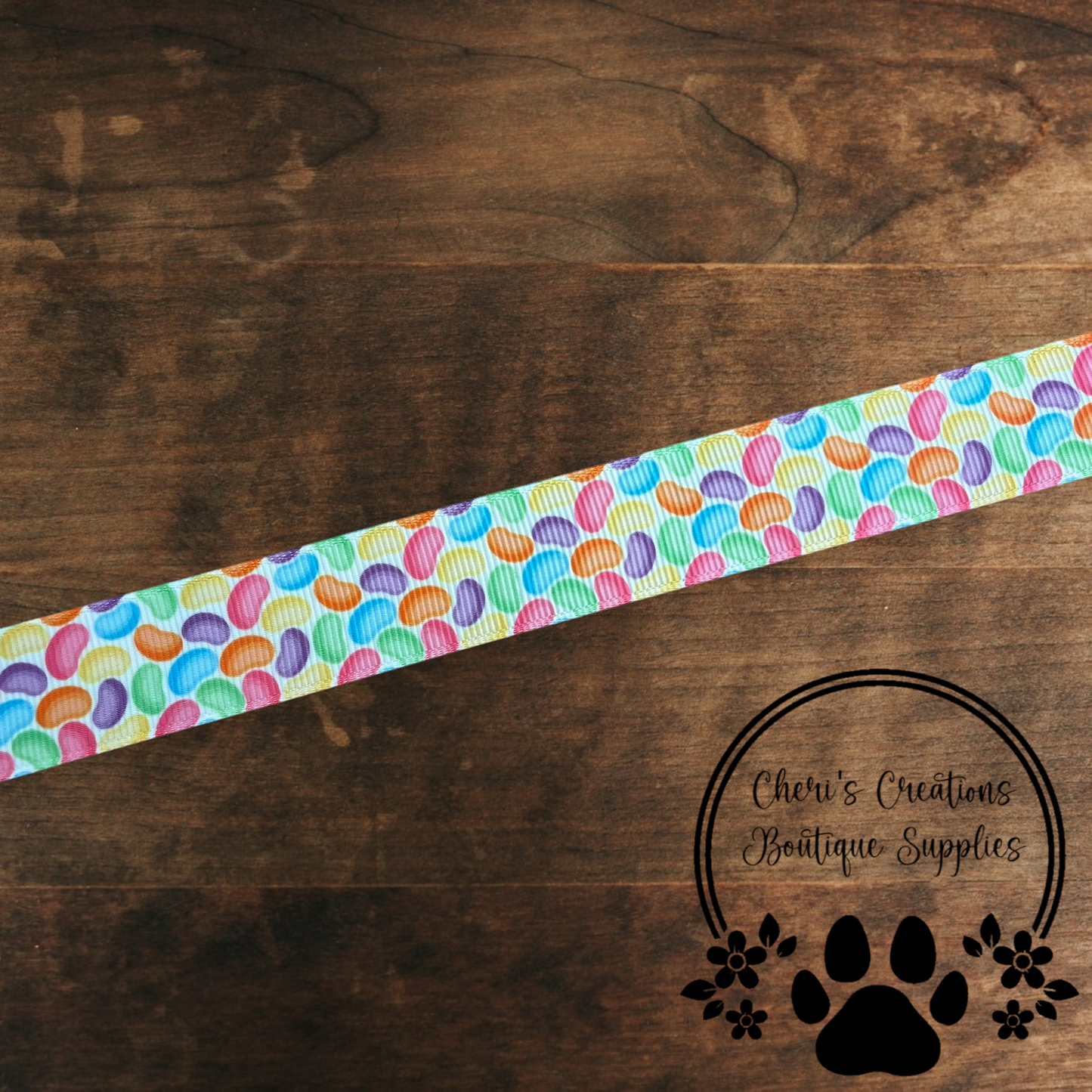 Rainbow Jelly Bean Grosgrain Ribbon – 3/8", 5/8", & 7/8" | Sweet Candy-Themed Craft Ribbon