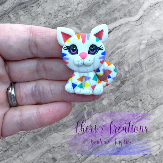 Rainbow Kitty Polymer Clay Embellishment