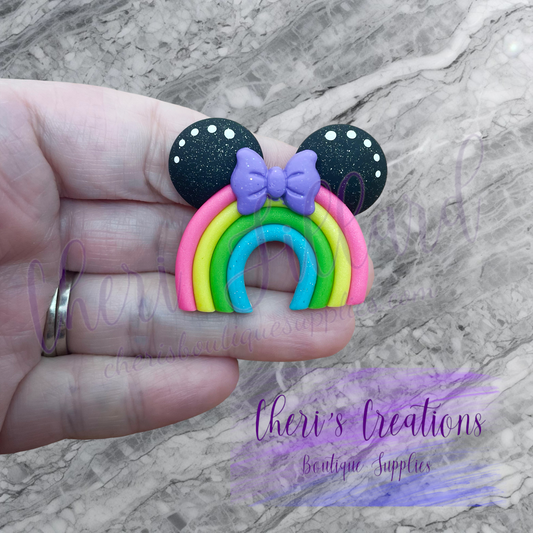 Rainbow Mouse Ears Polymer Clay Embellishment