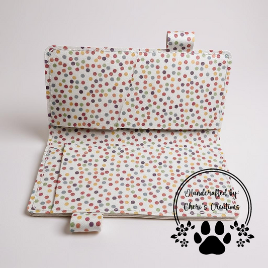 Rainbow Polka Dot Checkbook Cover – Handmade Faux Leather Accessory