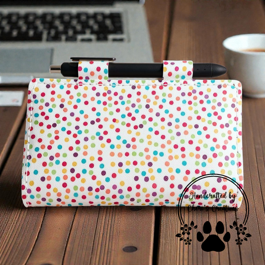 Rainbow Polka Dots Faux Leather Checkbook Holder