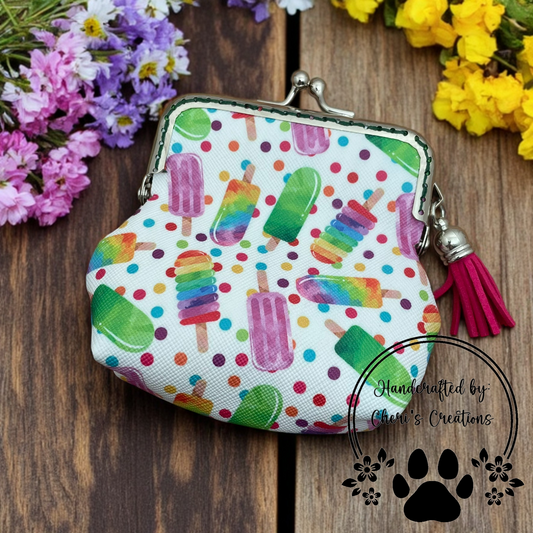 Rainbow Popsicles & Polka Dots Coin Purse