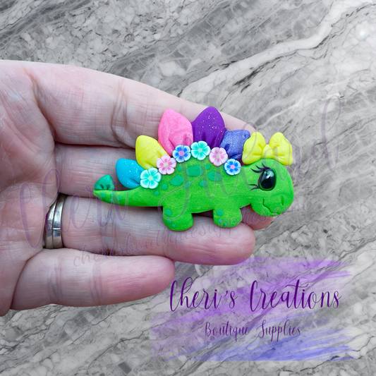 Rainbow Stegosaurus Polymer Clay Embellishment