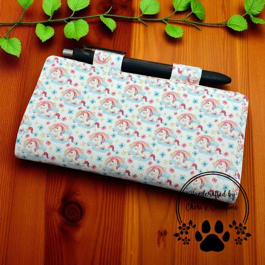 Rainbow Unicorn Checkbook Cover – Handmade Faux Leather Accessory