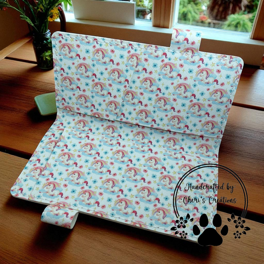 Rainbow Unicorn Checkbook Cover – Handmade Faux Leather Accessory