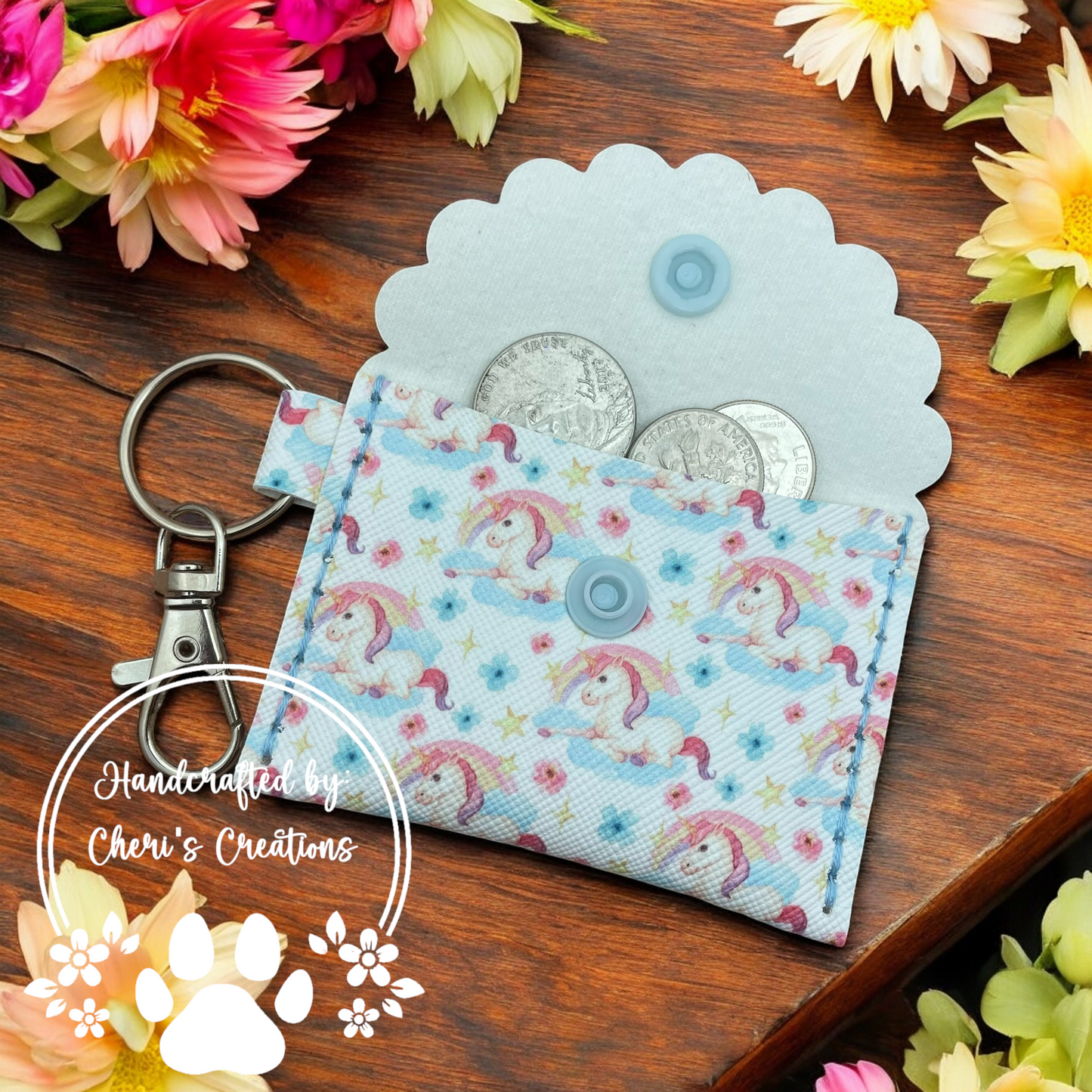 Rainbow Unicorns Mini Keychain Wallet