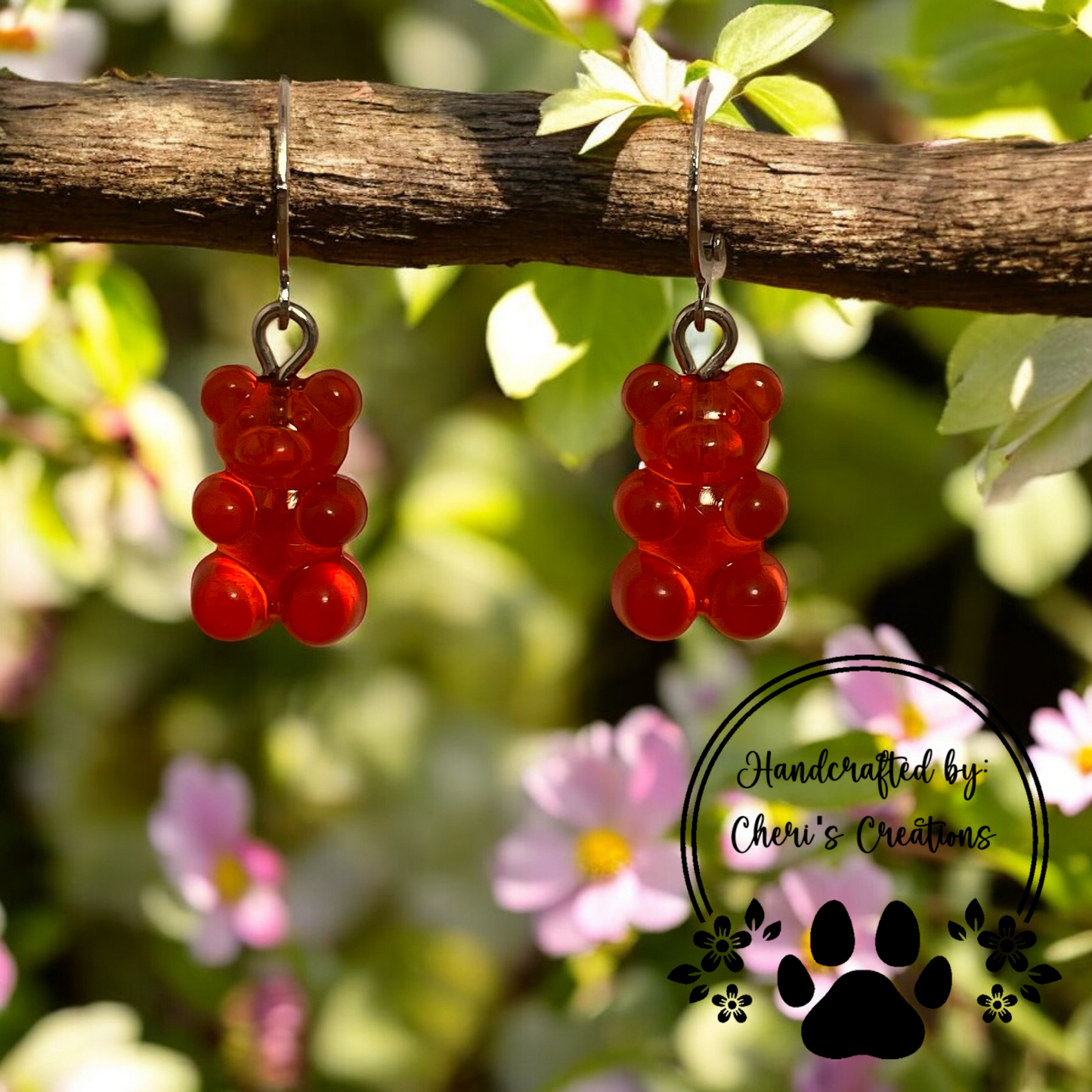 Cherry Gummy Bears Acrylic Dangle Earrings