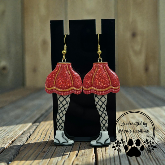 Red Leg Lamp Dangle Earrings – Handmade Polymer Clay Earrings