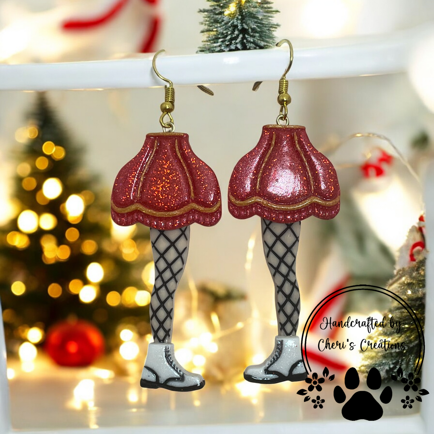 Red Leg Lamp Polymer Clay Dangle Earrings