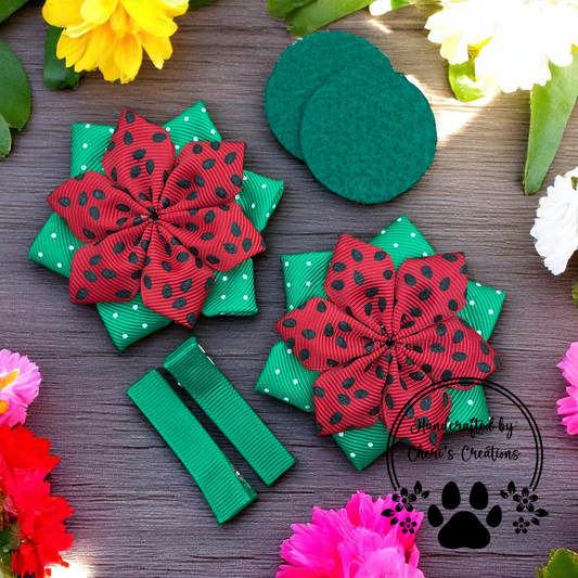 Watermelon Seed DIY Flower Bow Kit – Handmade Red Grosgrain Ribbon for Bow Making & Crafting