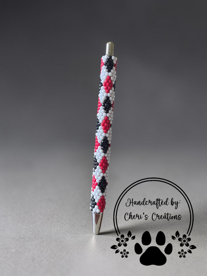 Red & Black Diamond Rhinestone Bling Ballpoint Pen