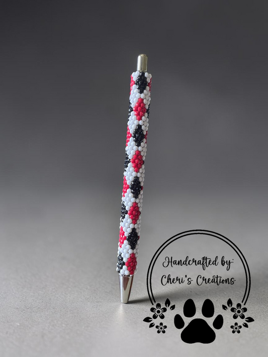 Red & Black Diamond Rhinestone Bling Ballpoint Pen