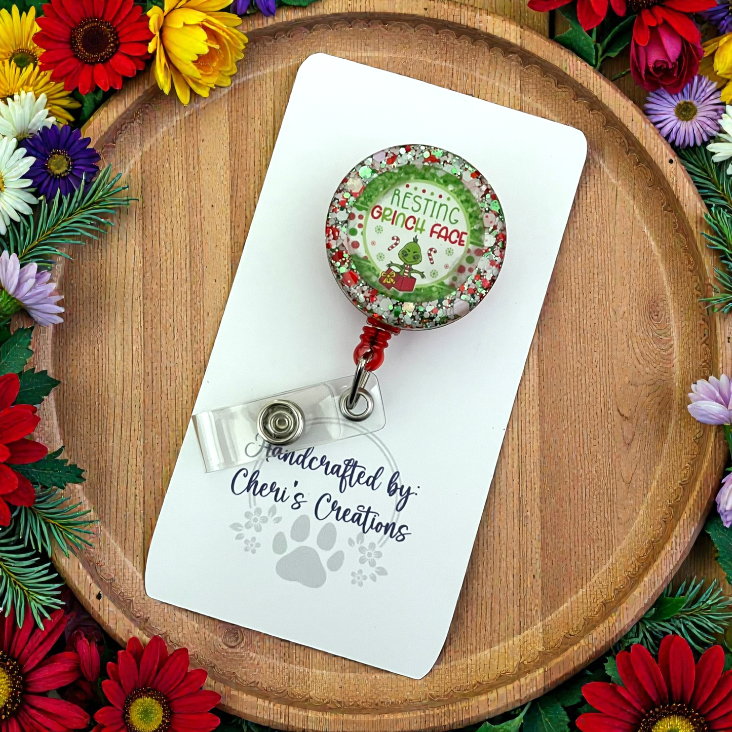 Badge Reel - Resting Grinch Face ID Holder