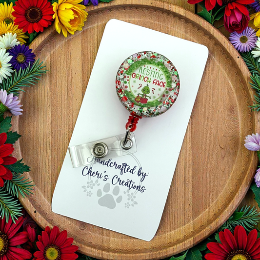 Badge Reel - Resting Grinch Face ID Holder