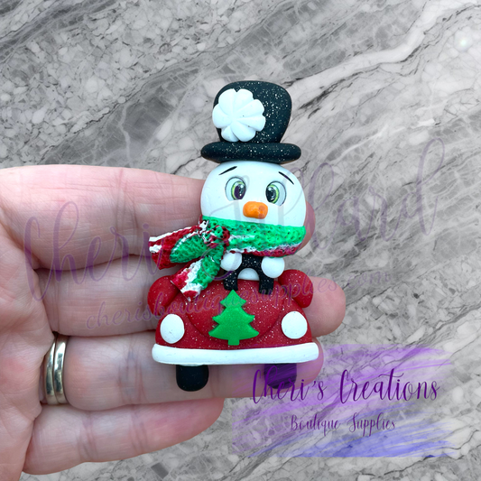 Runaway Snowman Polymer Clay Embellishment