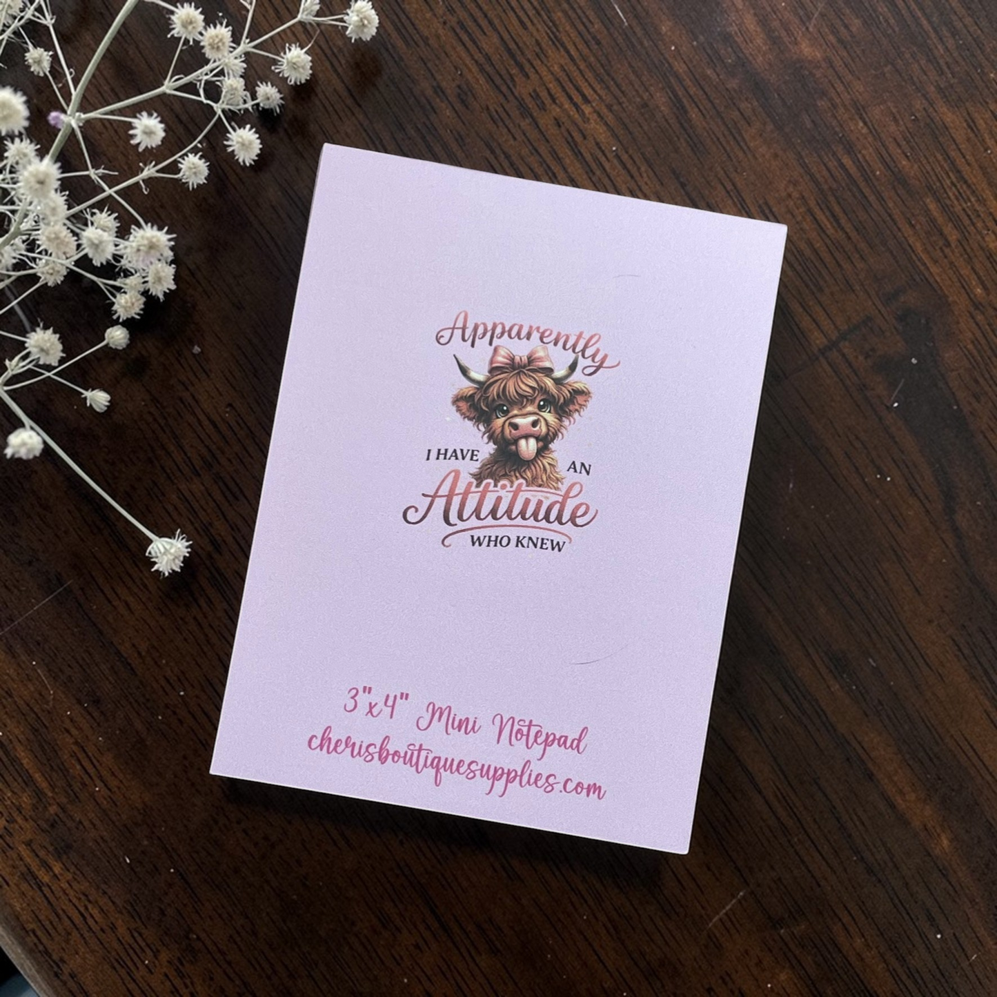 Highland Cow Mini Notepad – Sassy Cute Cow Memo Pad