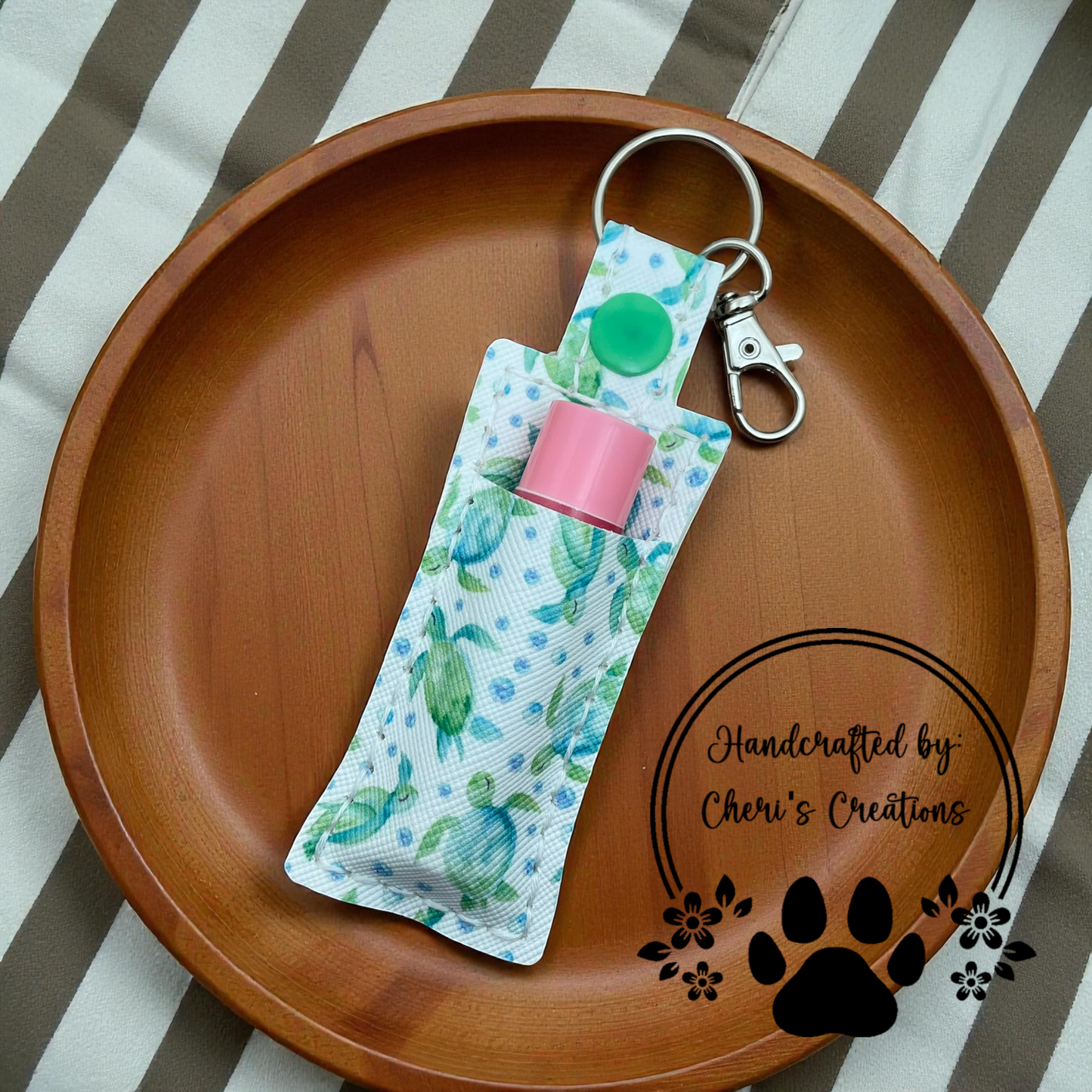 Chapstick Keychain - Sea Turtles Lip Balm Holder