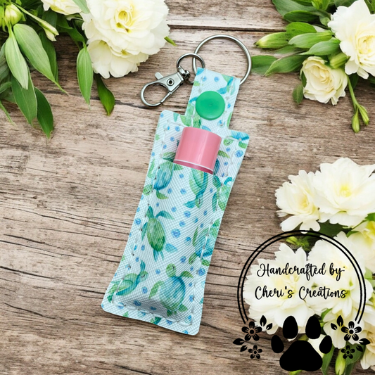 Swimming Sea Turtles Chap Stick Keychain