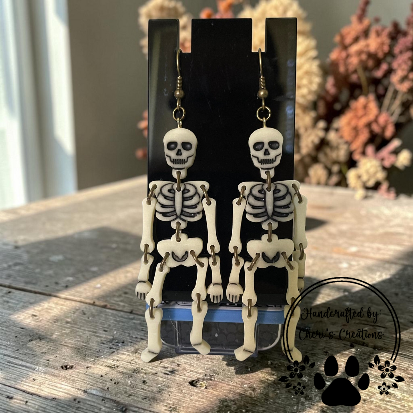 Dancing Skeletons Earrings - Handmade Polymer Clay Dangle Earrings