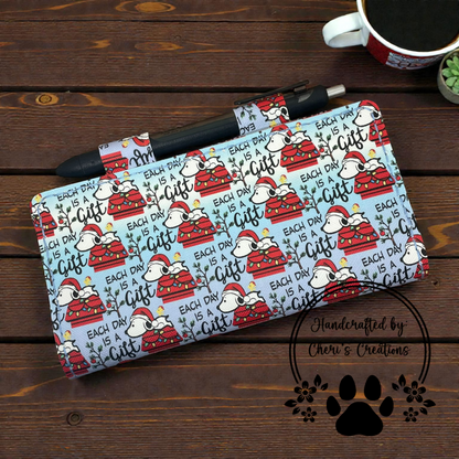 Dog & Bird on Blue Ombre Faux Leather Checkbook Holder