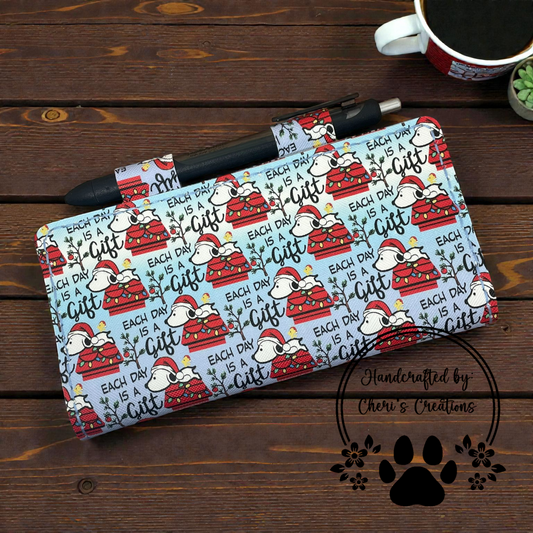 Dog & Bird on Blue Ombre Faux Leather Checkbook Holder