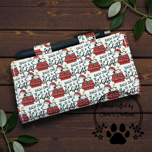 Dog & Bird on White Faux Leather Checkbook Holder