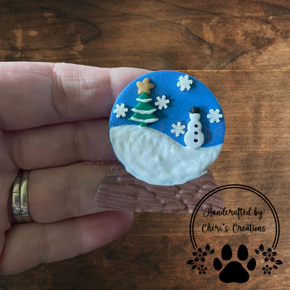 Snow Globe Bow Center – Handmade Polymer Clay Embellishment