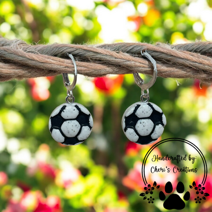 Soccer Ball Polymer Clay Dangle Earrings