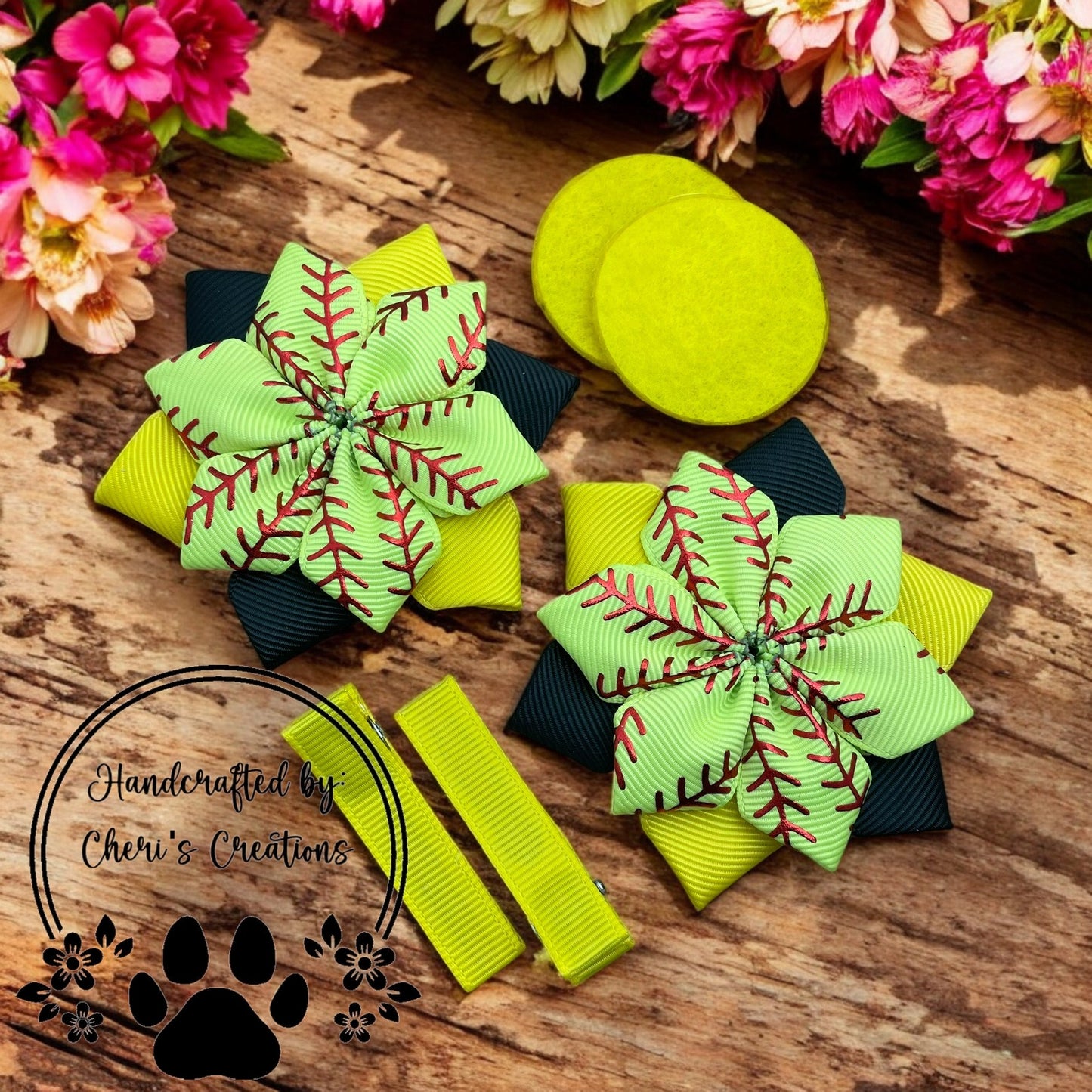 Softball Hair Bow Kit - DIY Flower Bow Kit