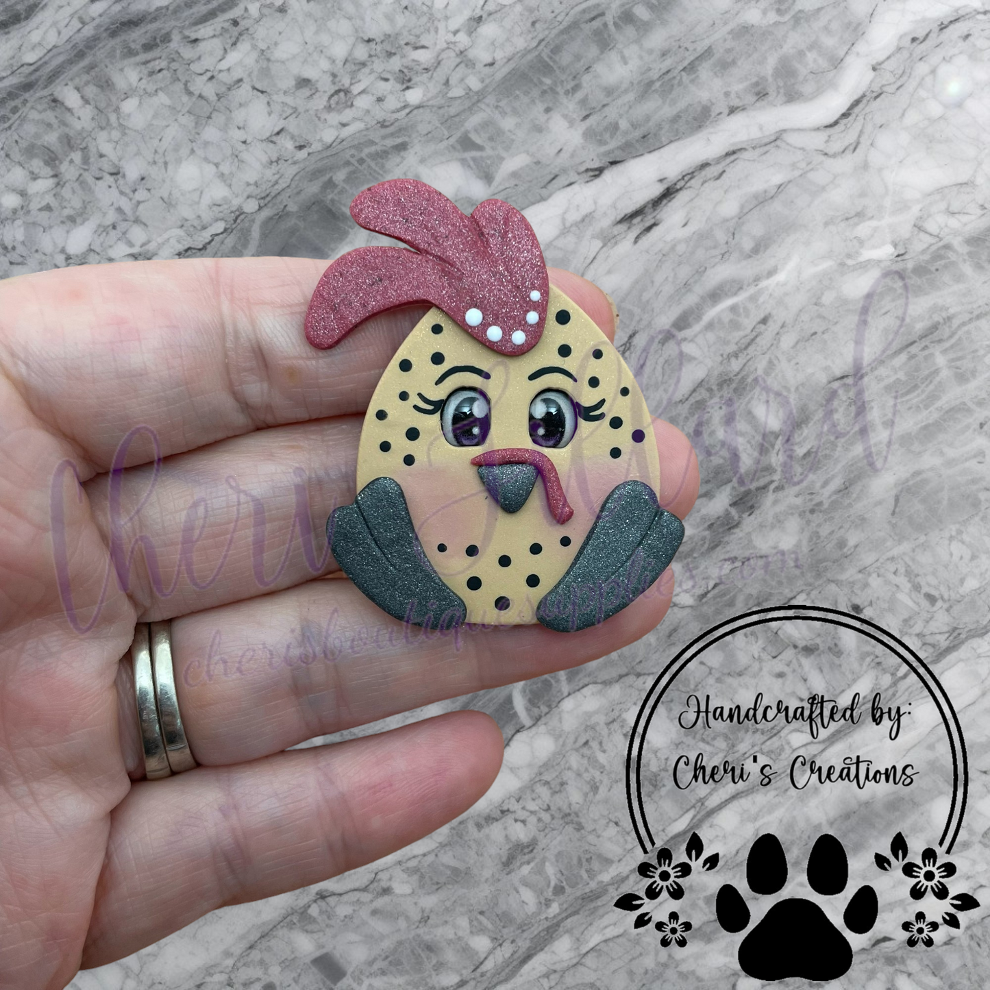 Speckled Chicken Polymer Clay Embellishment