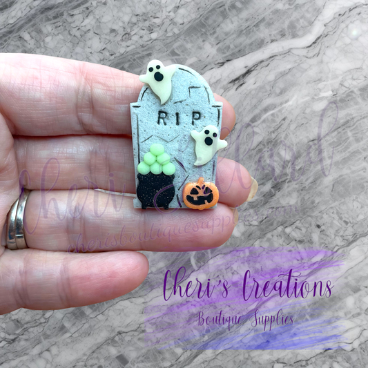 Spooky Tombstone Polymer Clay Embellishment