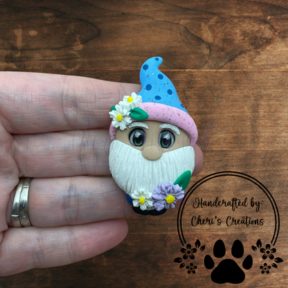 Spring Daisy Gnome Bow Center – Handmade Polymer Clay Embellishment