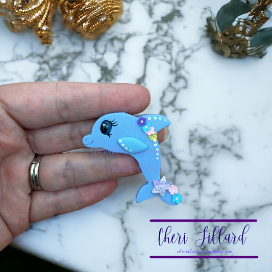 Spring Dolphin Polymer Clay Embellishment