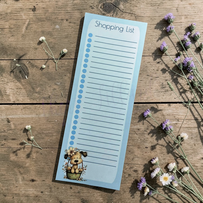 Spring Floral Pup Shopping List Notepad