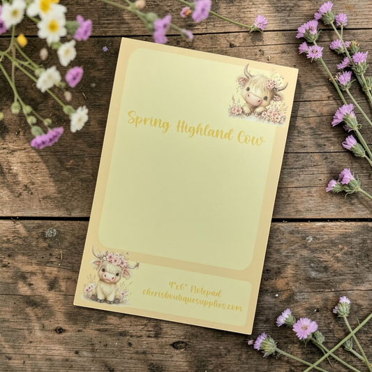 Highland Cow Notepad – Spring Cow Memo Pad