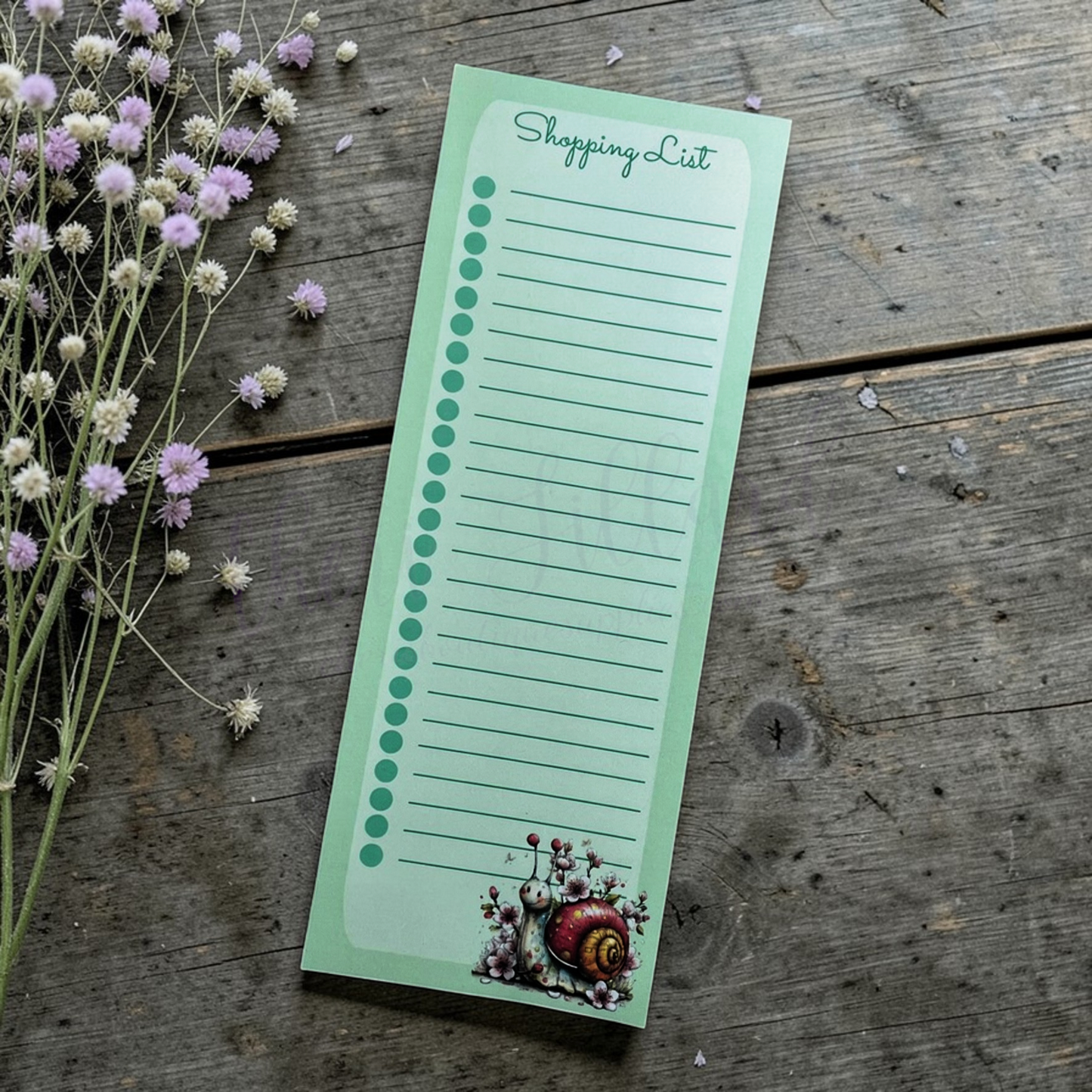 Spring Snail Shopping List Notepad