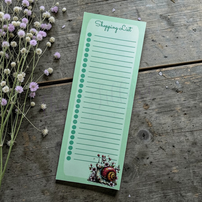Spring Snail Shopping List Notepad