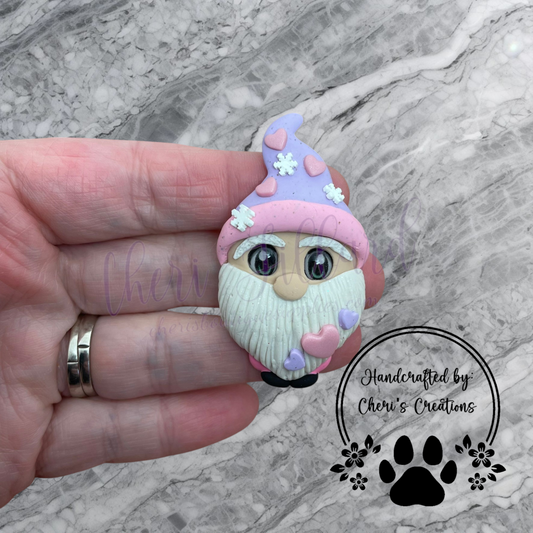 Spring Snowflake Gnome Bow Center – Handmade Polymer Clay Embellishment