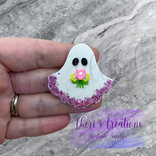 Spring Sparkle Ghost Polymer Clay Embellishment