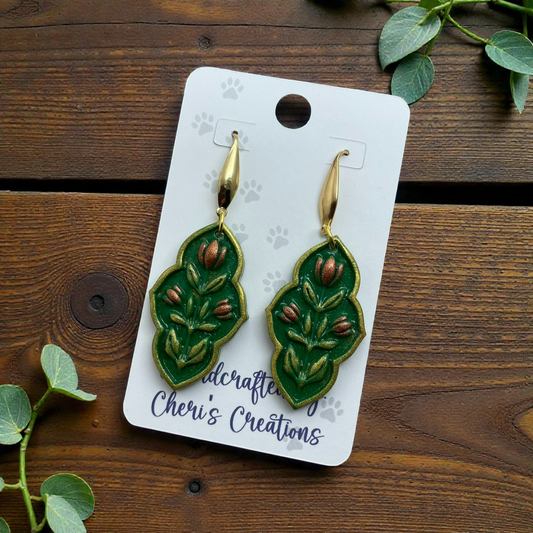 Inlaid Tulip Earrings – Floral Statement Dangle Earrings