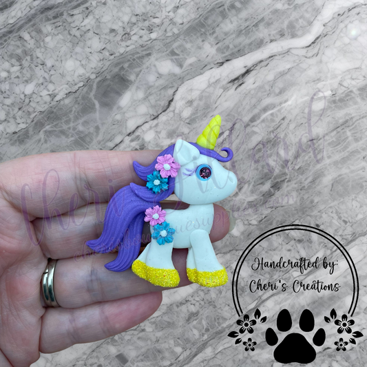 Spring Unicorn Polymer Clay Embellishment